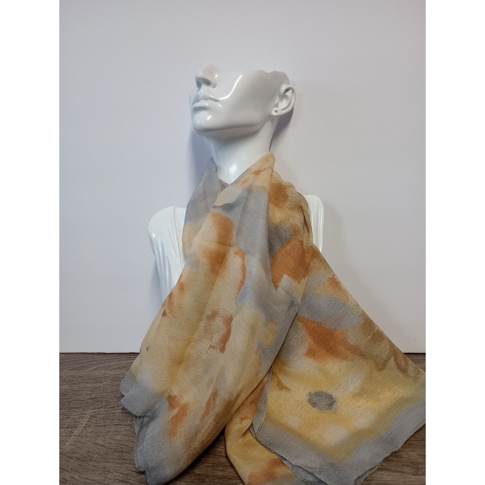 Glentex‎ 30" Square Gray Beige Floral Watercolor Polyester Scarf Italy